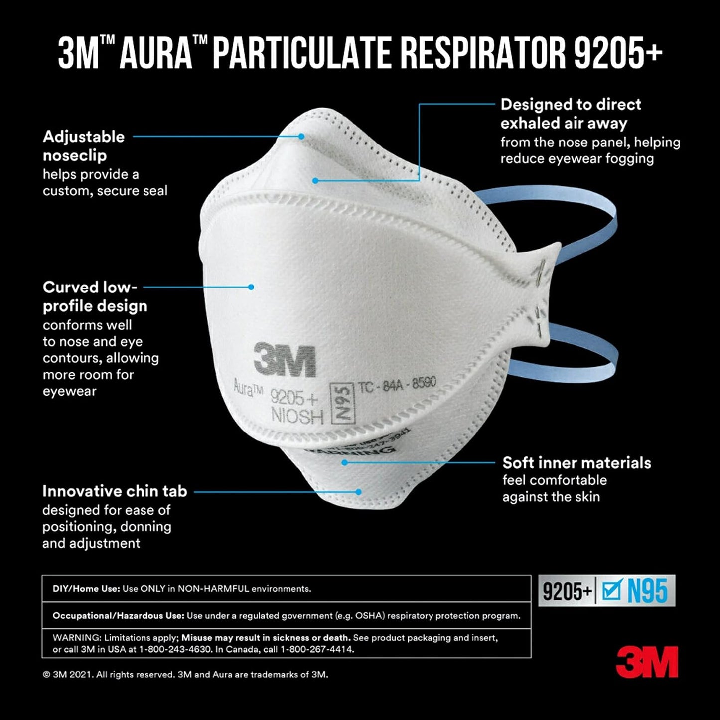 3M Aura Particulate Respirator 9205+ (5 Pk)