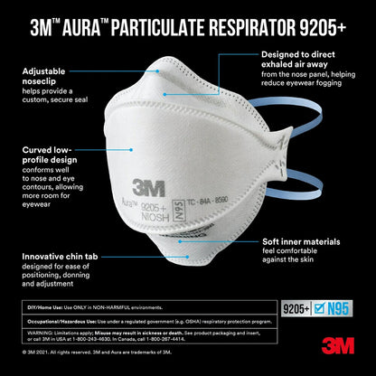 3M Aura Particulate Respirator 9205+ (5 Pk)