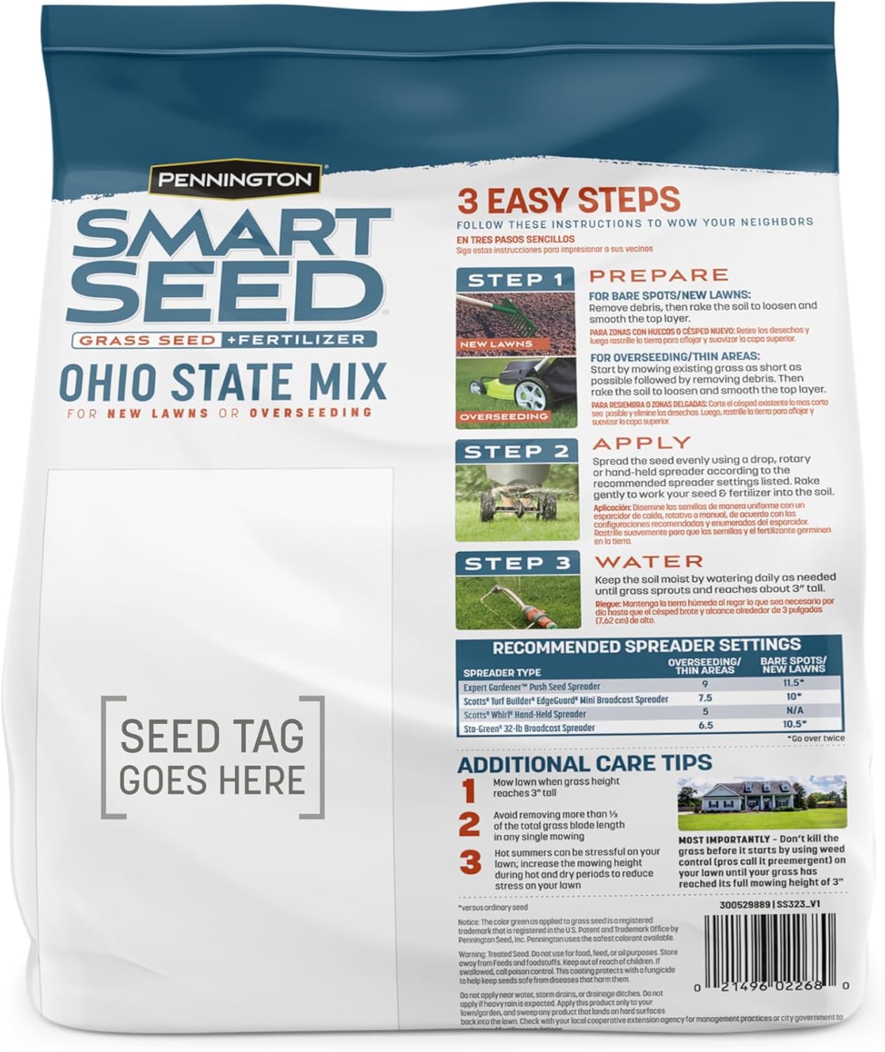 Pennington Smart Seed Ohio State Mix product label and directions