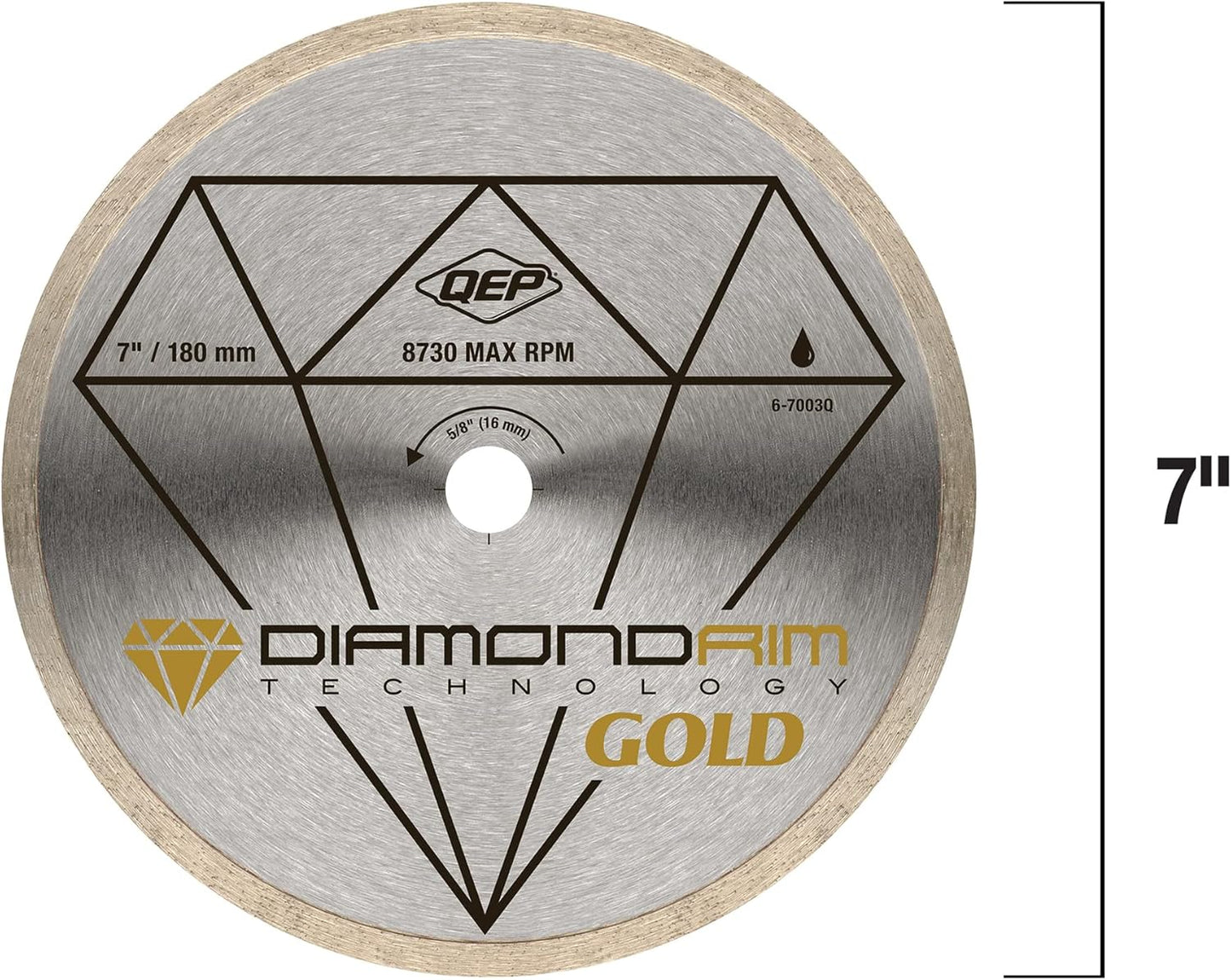 QEP diamond blade label and size close up