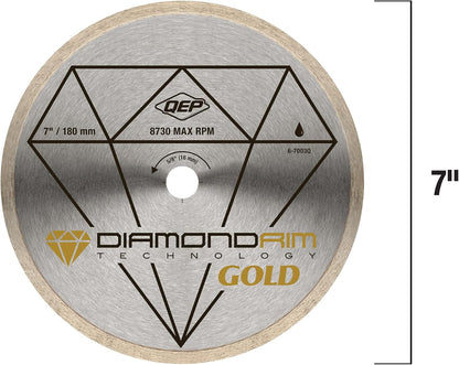 QEP diamond blade label and size close up